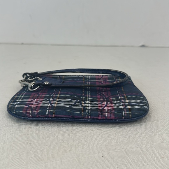 Coach Authentic Tartan Blue Plaid Metallic Wristlet, Style No. F48110 - Picture 5 of 9